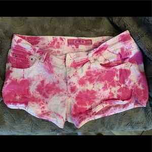 2/$10 GLO pink tye dye shorts